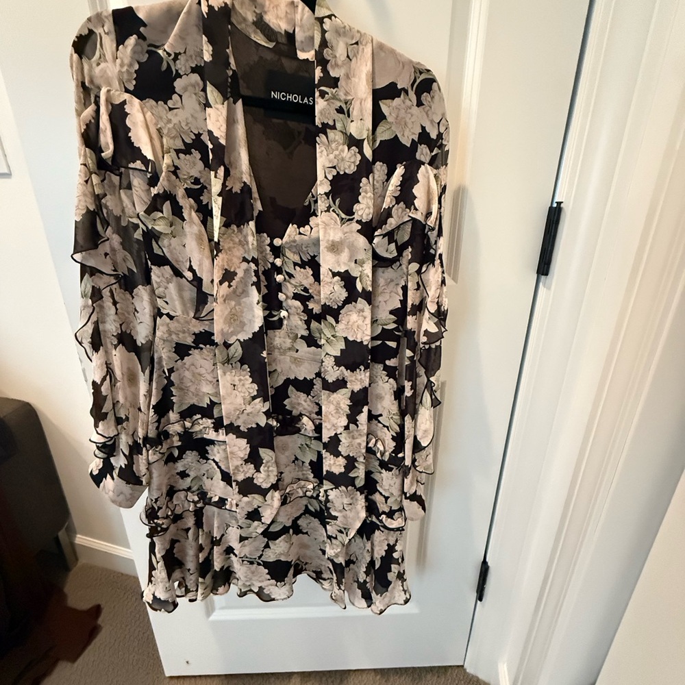 Nicholas Black and Cream Floral Dress
